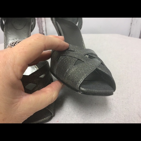 Prada Dark Silver Metallic Strap Heels Size 39 - Picture 7 of 9